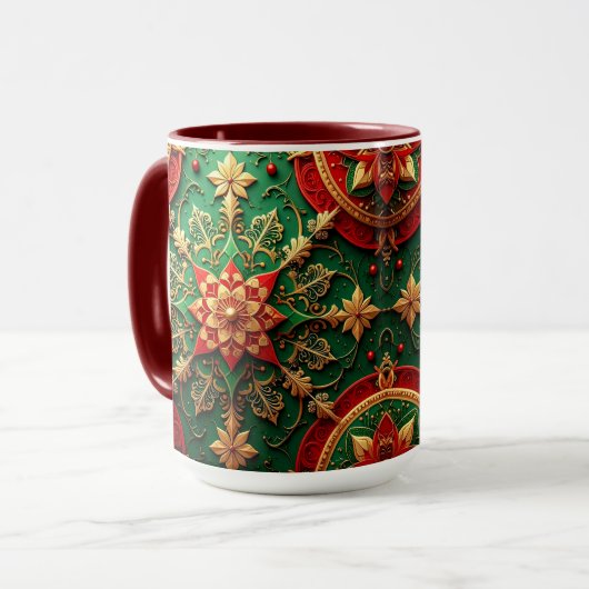 Red Green Decorative Holiday Mug マグカップ (正面左)