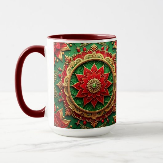 Red Green Decorative Holiday Mug マグカップ (左)
