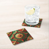 Red Green Decorative Holiday Paper Coaster スクエアペーパーコースター (インサイチュ)
