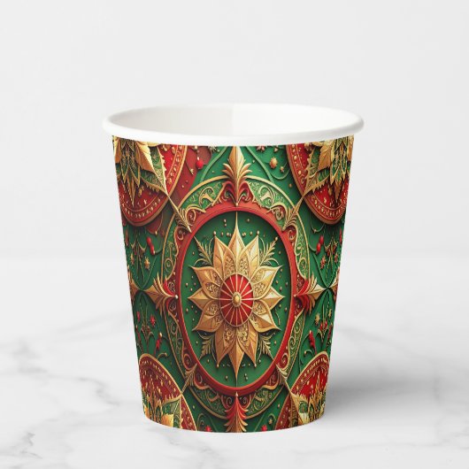 Red Green Decorative Holiday Paper Cups 紙コップ (左)