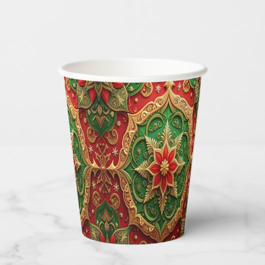 Red Green Decorative Holiday Paper Cups 紙コップ (裏面)