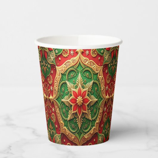 Red Green Decorative Holiday Paper Cups 紙コップ (左)