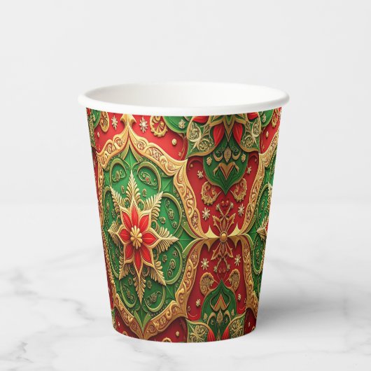 Red Green Decorative Holiday Paper Cups 紙コップ (正面)