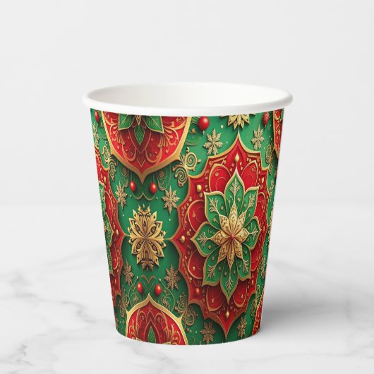 Red Green Decorative Holiday Paper Cups 紙コップ (裏面)