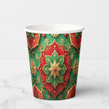 Red Green Decorative Holiday Paper Cups