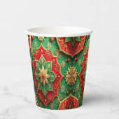 Red Green Decorative Holiday Paper Cups 紙コップ (正面)