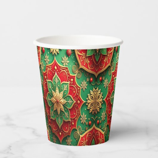 Red Green Decorative Holiday Paper Cups 紙コップ (正面)