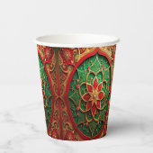 Red Green Decorative Holiday Paper Cups 紙コップ (裏面)