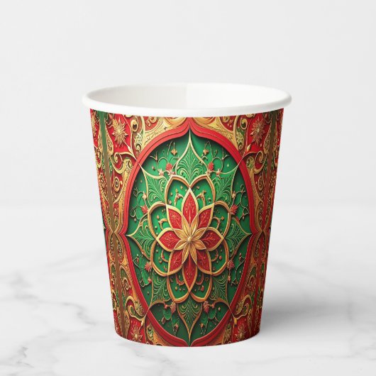 Red Green Decorative Holiday Paper Cups 紙コップ (左)