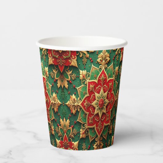 Red Green Decorative Holiday Paper Cups 紙コップ (裏面)