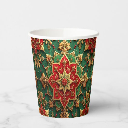 Red Green Decorative Holiday Paper Cups 紙コップ (左)