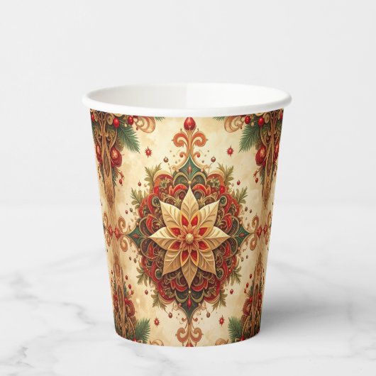 Red Green Decorative Holiday Paper Cups 紙コップ (左)