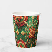 Red Green Decorative Holiday Paper Cups 紙コップ (裏面)