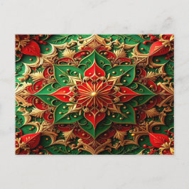 Red Green Decorative Holiday Postcard ポストカード