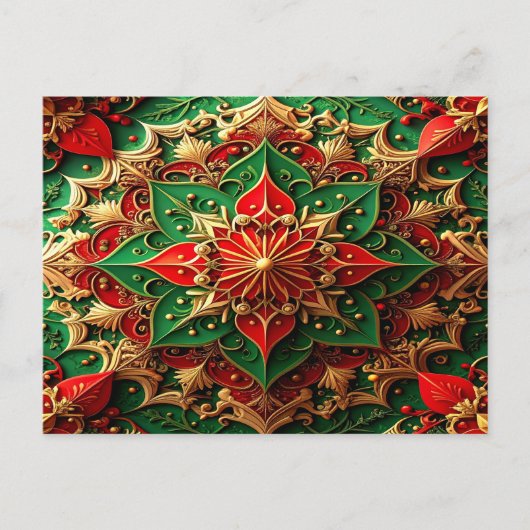 Red Green Decorative Holiday Postcard ポストカード (正面)