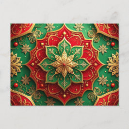 Red Green Decorative Holiday Postcard ポストカード