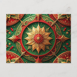 Red Green Decorative Holiday Postcard ポストカード
