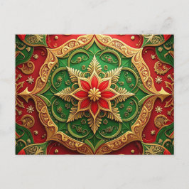 Red Green Decorative Holiday Postcard ポストカード