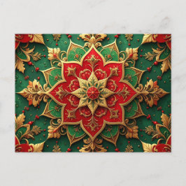Red Green Decorative Holiday Postcard ポストカード