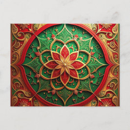 Red Green Decorative Holiday Postcard ポストカード