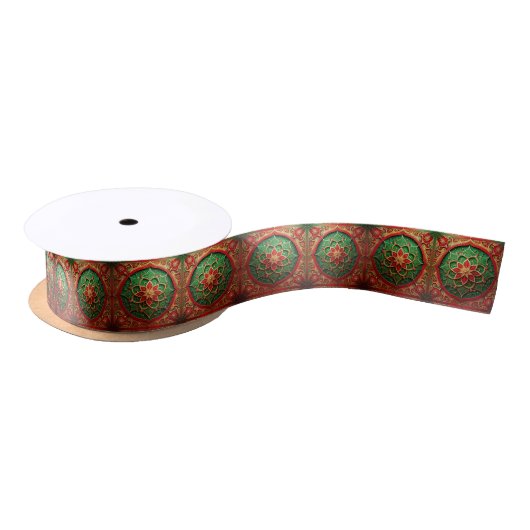 Red Green Decorative Holiday Satin Ribbon サテンリボン (リール)