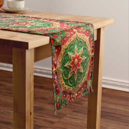 Red Green Decorative Holiday Table Runner ミディアムテーブルランナー