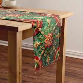Red Green Decorative Holiday Table Runner ミディアムテーブルランナー