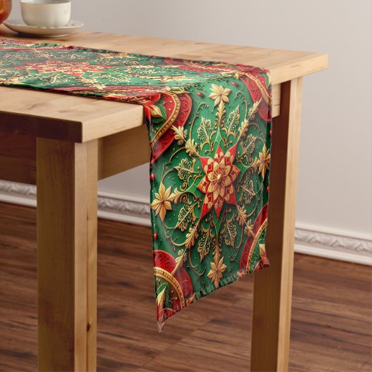 Red Green Decorative Holiday Table Runner ミディアムテーブルランナー (インサイチュ)