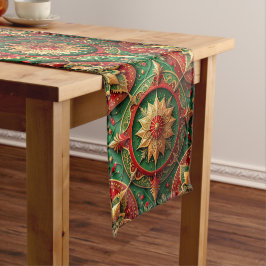 Red Green Decorative Holiday Table Runner ミディアムテーブルランナー