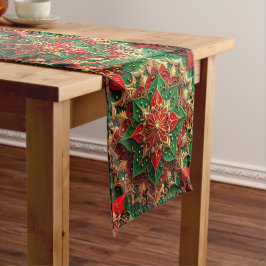 Red Green Decorative Holiday Table Runner ミディアムテーブルランナー