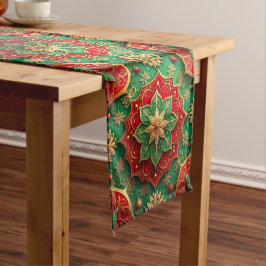 Red Green Decorative Holiday Table Runner ミディアムテーブルランナー