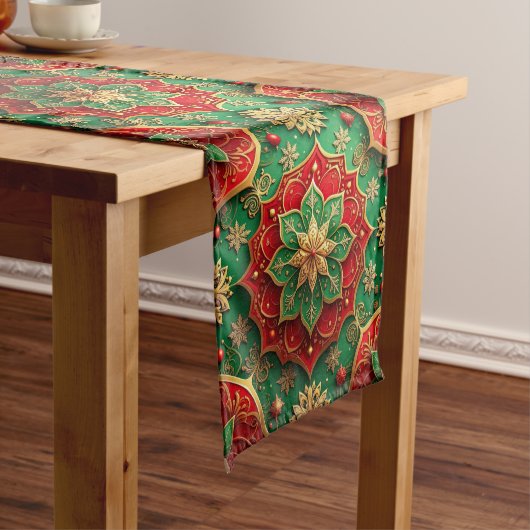 Red Green Decorative Holiday Table Runner ミディアムテーブルランナー (インサイチュ)