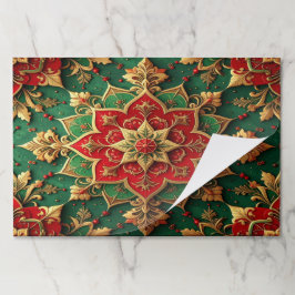 Red Green Decorative Holiday Tearaway Placemat ペーパーパッド