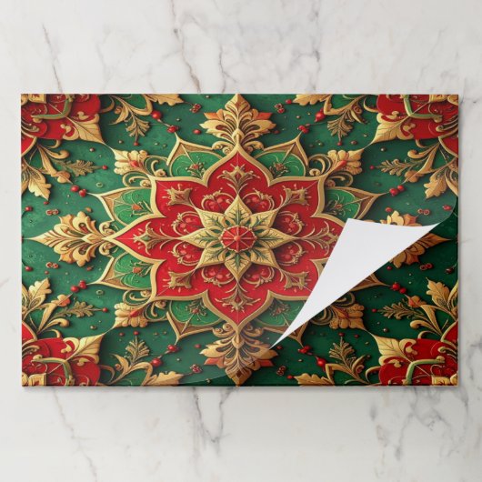 Red Green Decorative Holiday Tearaway Placemat ペーパーパッド (折り畳み)