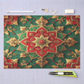 Red Green Decorative Holiday Tissue Paper 薄葉紙 (クラフト)