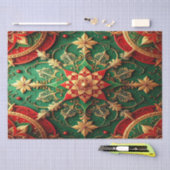 Red Green Decorative Holiday Tissue Paper 薄葉紙 (クラフト)