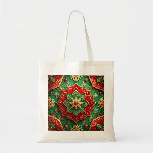 Red Green Decorative Holiday Tote Bag トートバッグ (正面)