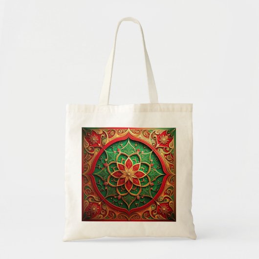 Red Green Decorative Holiday Tote Bag トートバッグ (正面)