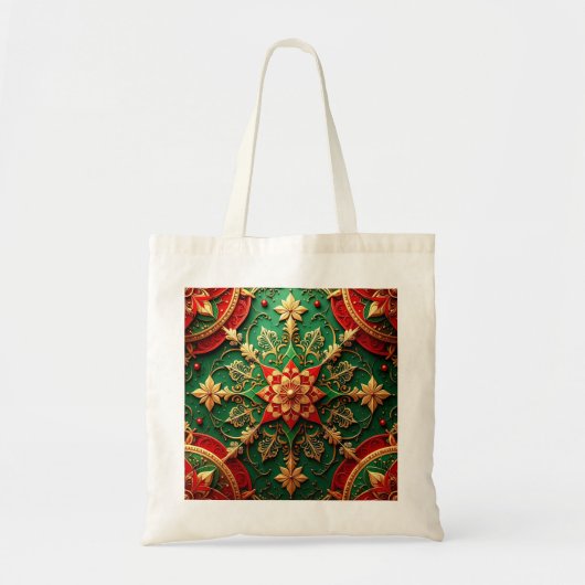 Red Green Decorative Holiday Tote Bag トートバッグ (正面)