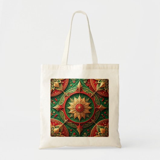 Red Green Decorative Holiday Tote Bag トートバッグ (正面)