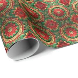 Red Green Decorative Holiday Wrapping Paper ラッピングペーパー