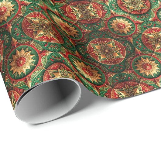 Red Green Decorative Holiday Wrapping Paper ラッピングペーパー (ロールコーナー)