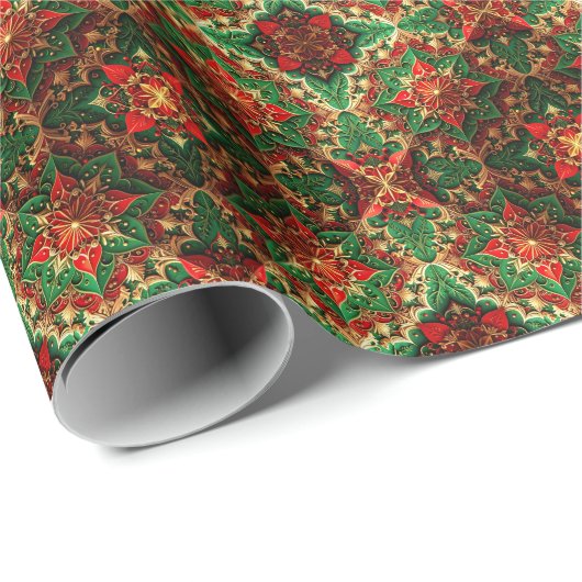 Red Green Decorative Holiday Wrapping Paper ラッピングペーパー (ロールコーナー)