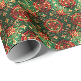 Red Green Decorative Holiday Wrapping Paper ラッピングペーパー