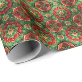 Red Green Decorative Holiday Wrapping Paper ラッピングペーパー