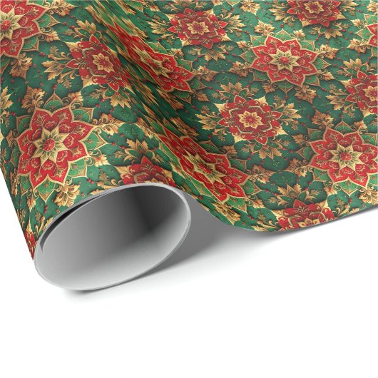 Red Green Decorative Holiday Wrapping Paper ラッピングペーパー (ロールコーナー)