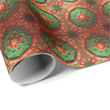 Red Green Decorative Holiday Wrapping Paper