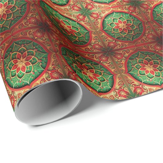 Red Green Decorative Holiday Wrapping Paper ラッピングペーパー (ロールコーナー)