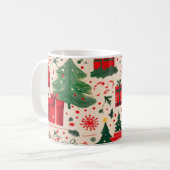 Red Green Festive Christmas Pattern Coffee Mug コーヒーマグカップ (正面左)