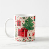 Red Green Festive Christmas Pattern Coffee Mug コーヒーマグカップ (左)